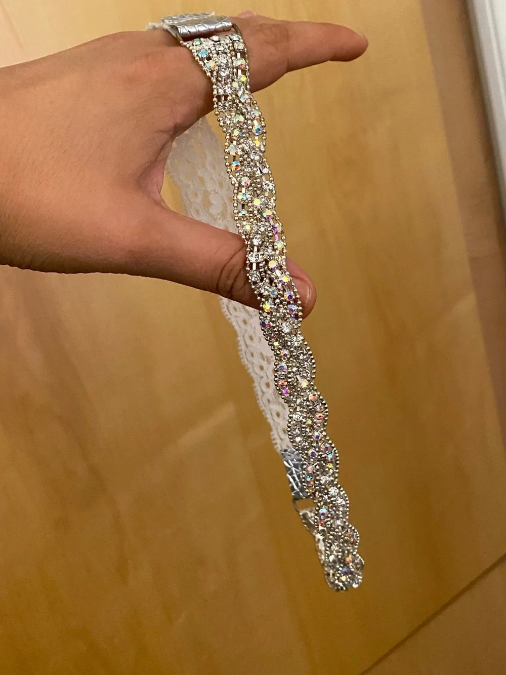 Elegant Silver Beaded Braided AB Rhinestone Crystal Bridal Statement Headband